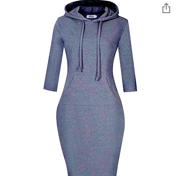 *****Liked New***** Pullover Hoodie Dress with Pockets Knee Length - Picture 2 of 6